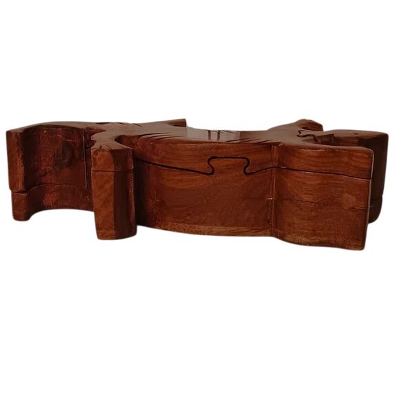 Vintage Wood Lizard Puzzle Box Secret Compartment Gecko 8.5" x 3.5" x 2" - Picture 6 of 10